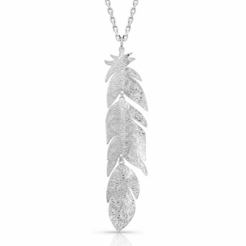 Montana Silversmiths Silver and Rose Gold Feather Necklace - Picture 2 of 6